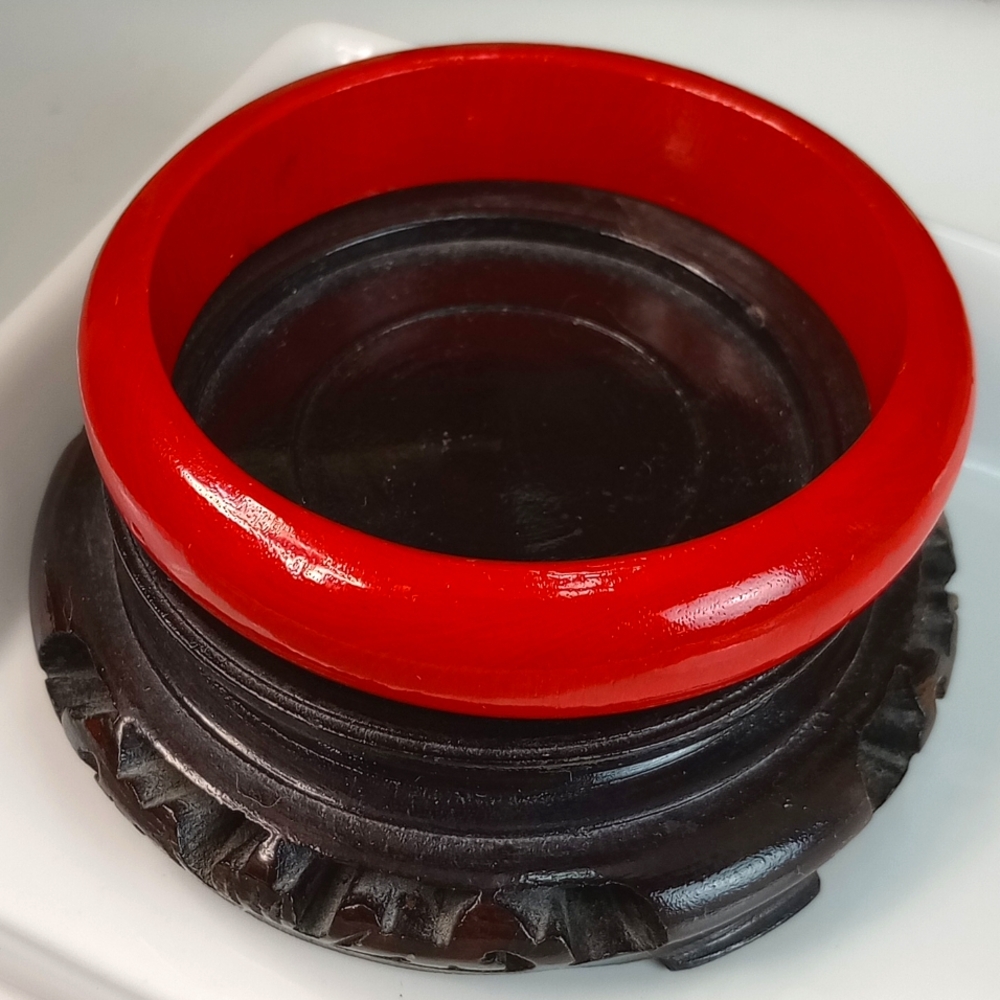 Red Wooden Bangle Bracelet 8"